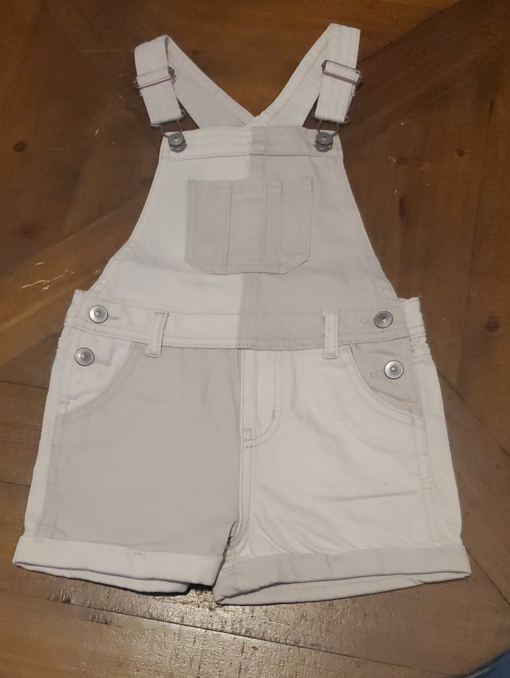 wonder nation White And Cream Short Denim Overall Shorts